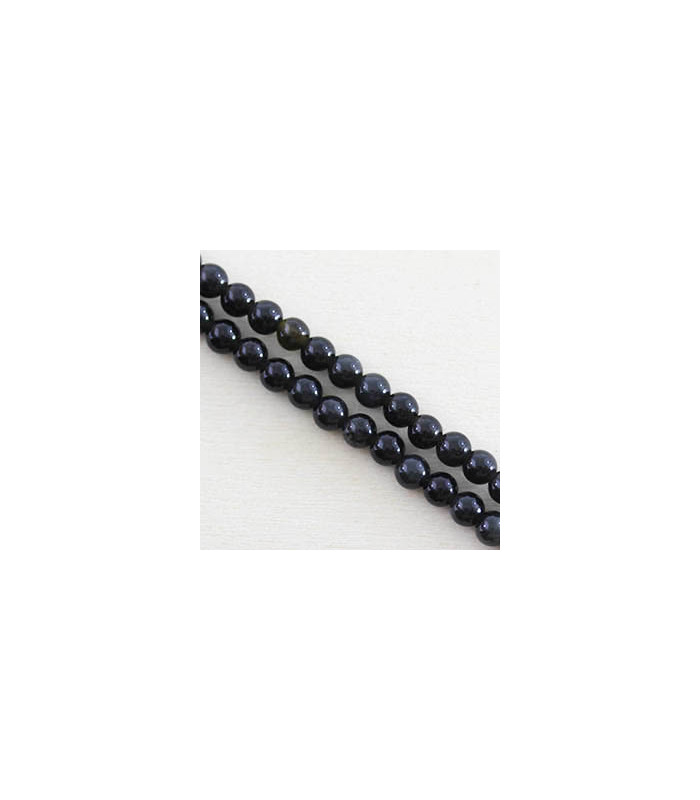 Fil de 38cm en Perles en pierre naturelle - Obsidienne Noire - 4mm