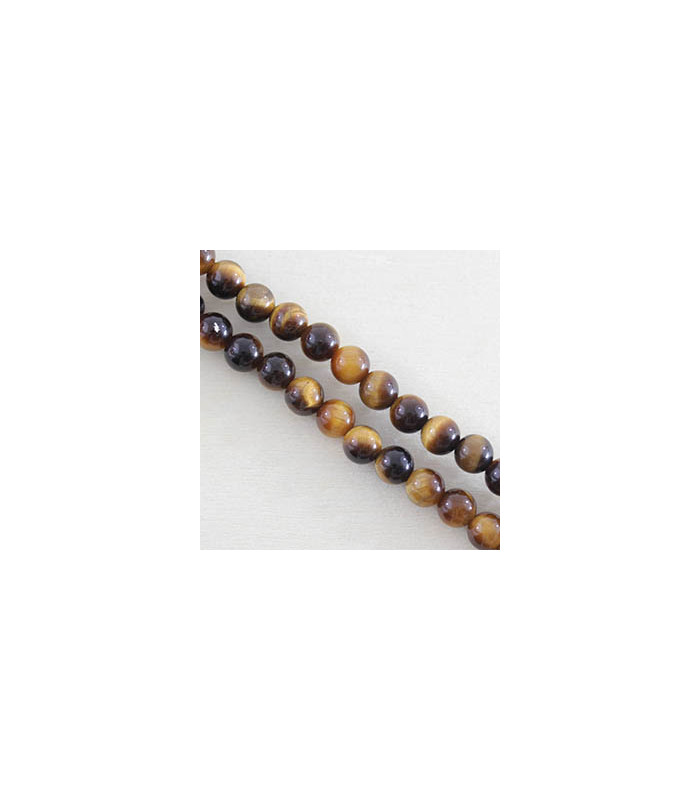Fil de 38cm en Perles en pierre naturelle - Oeil du Tigre - 6mm