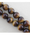 Fil de 38cm en Perles en pierre naturelle - Oeil du Tigre - 10mm