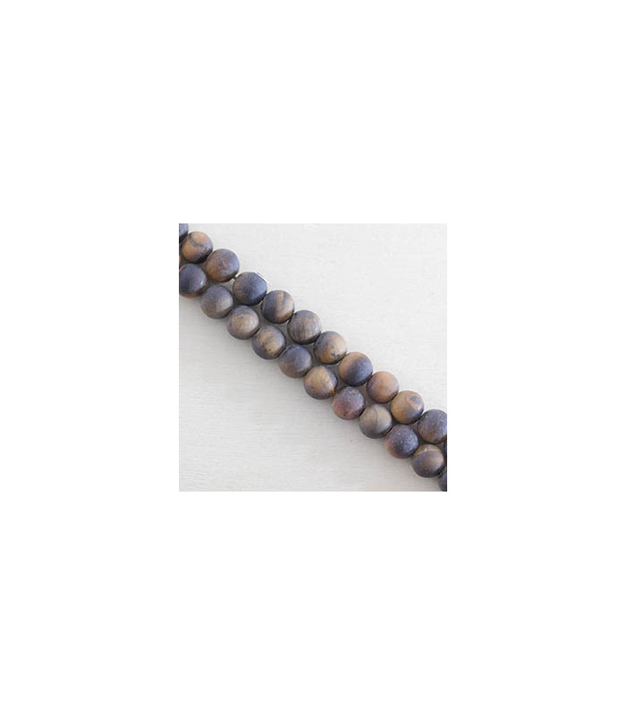 Fil de 38cm en Perles en pierre naturelle - Oeil du Tigre Mat - 6mm