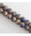 Fil de 38cm en Perles en pierre naturelle - Oeil du Tigre Mat - 8mm