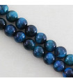 Fil de 38cm en Perles en pierre naturelle - Oeil du Tigre Teinté Bleu Foncé - 8mm