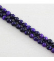 Fil de 38cm en Perles en pierre naturelle - Oeil du Tigre Teinté Violet  - 4mm