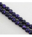 Fil de 38cm en Perles en pierre naturelle - Oeil du Tigre Teinté Violet  - 6mm