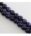 Fil de 38cm en Perles en pierre naturelle - Oeil du Tigre Teinté Violet  - 8mm