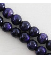 Fil de 38cm en Perles en pierre naturelle - Oeil du Tigre Teinté Violet  - 10mm