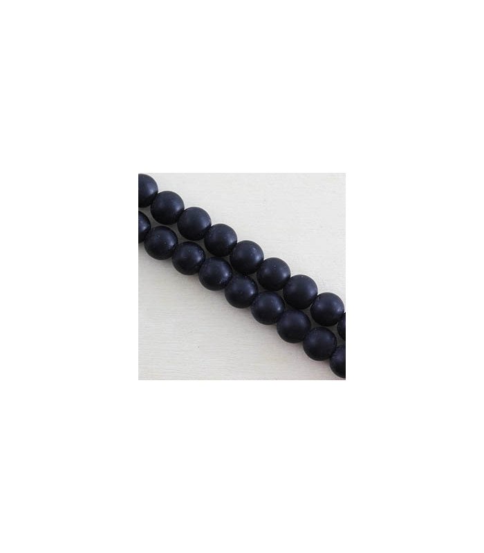 Perles rondes en Onyx Noir Mat - 8mm - Fil de 38cm - Pierre naturelle ou Gemme