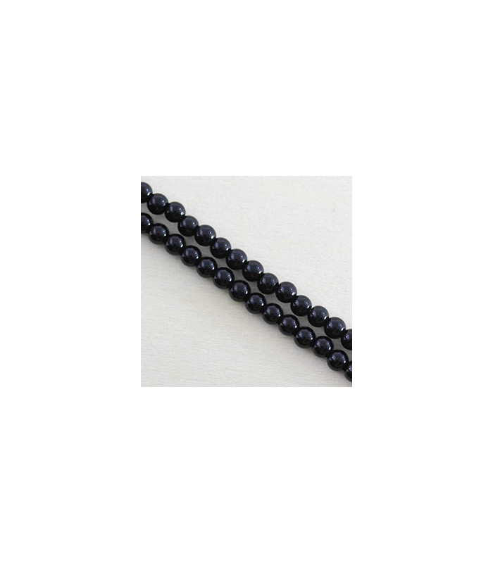 Perles rondes en Agate Noire ou Onyx Noir - 4mm - Fil de 38cm - Pierre naturelle ou Gemme