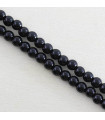 Perles rondes en Agate Noire ou Onyx Noir - 4mm - Fil de 38cm - Pierre naturelle ou Gemme