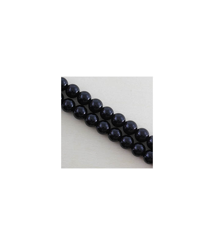 Perles rondes en Agate Noire ou Onyx Noir - 8mm - Fil de 38cm - Pierre naturelle ou Gemme