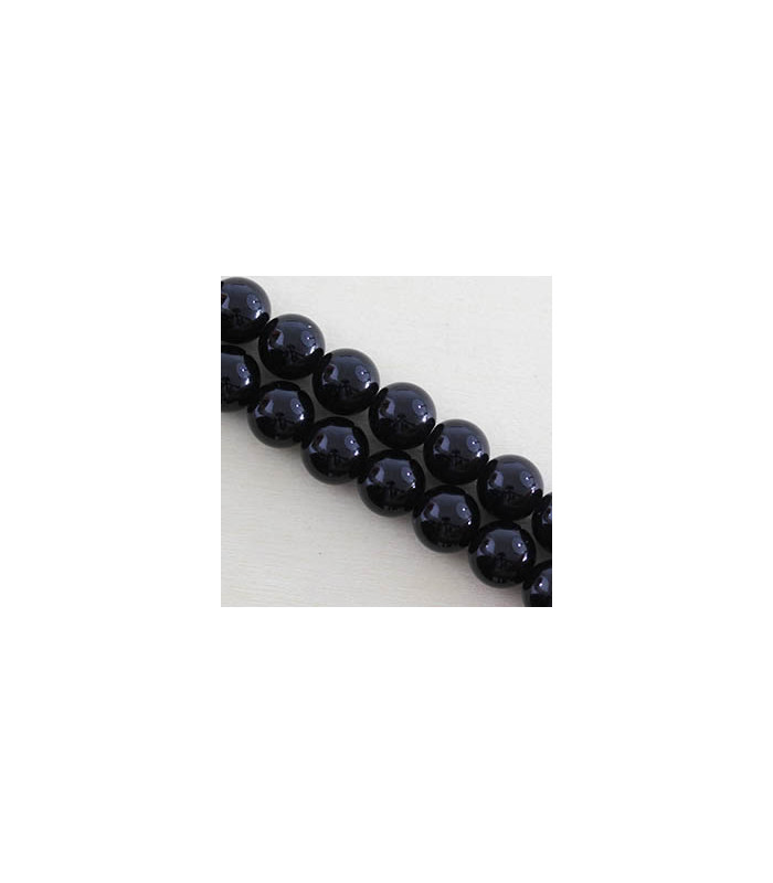 Perles rondes en Agate Noire ou Onyx Noir - 10mm - Fil de 38cm - Pierre naturelle ou Gemme