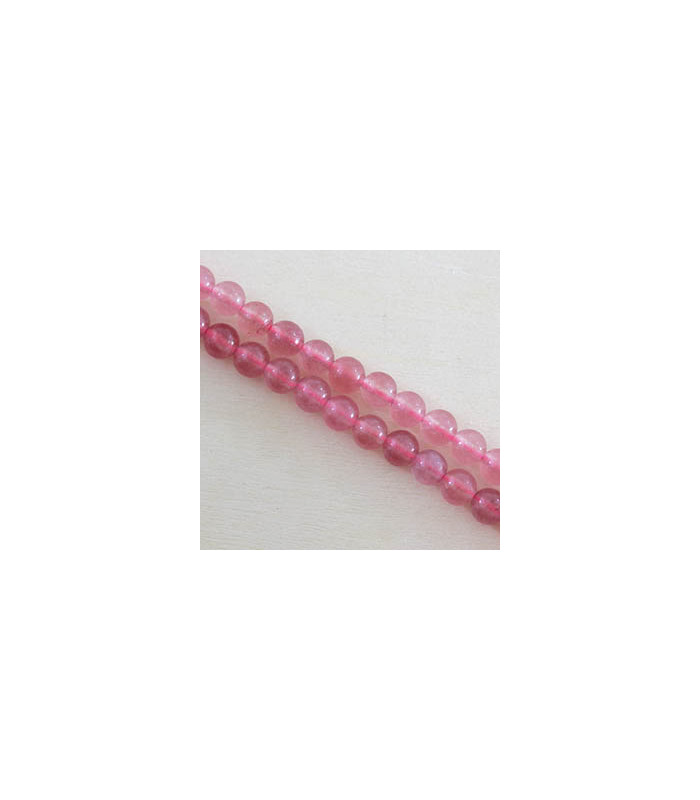 Fil de 38cm en Perles en pierre naturelle - Quartz Fraise - 6mm