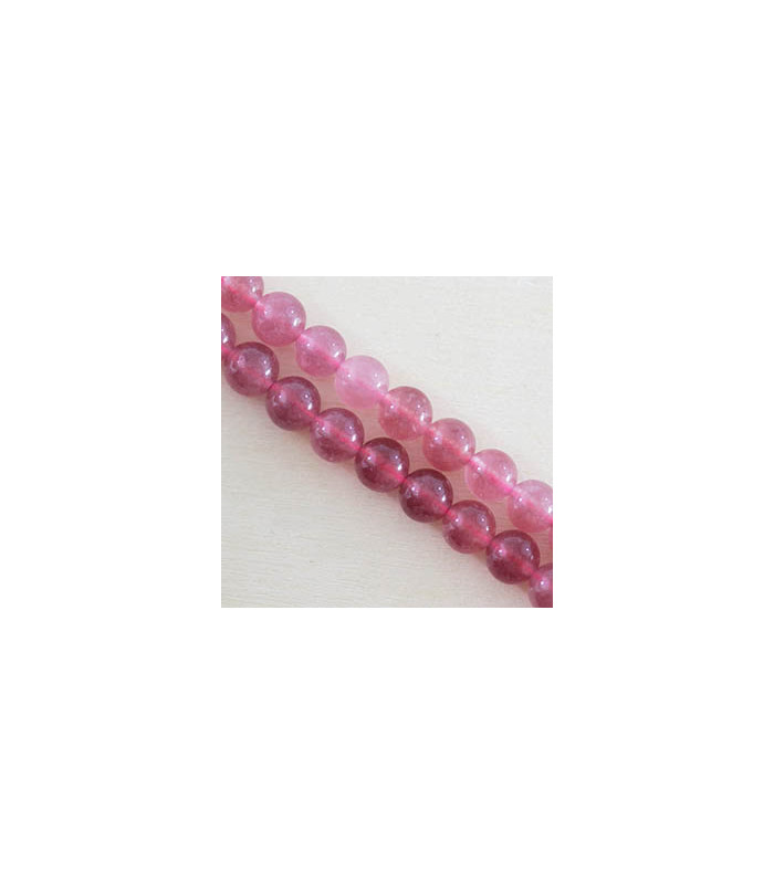 Fil de 38cm en Perles en pierre naturelle - Quartz Fraise - 8mm