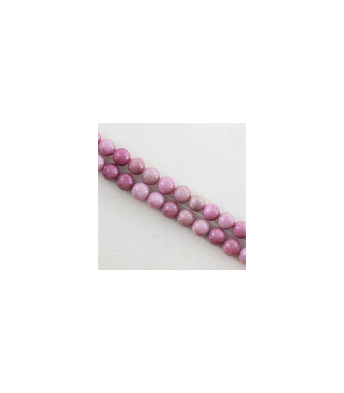 Perles rondes en Rhodonite - 6mm - Fil de 38cm - Pierre naturelle ou Gemme