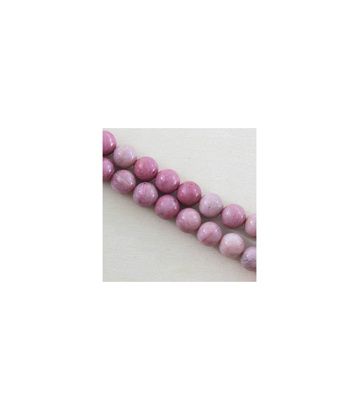 Perles rondes en Rhodonite - 8mm - Fil de 38 cm - Pierre naturelle ou Gemme