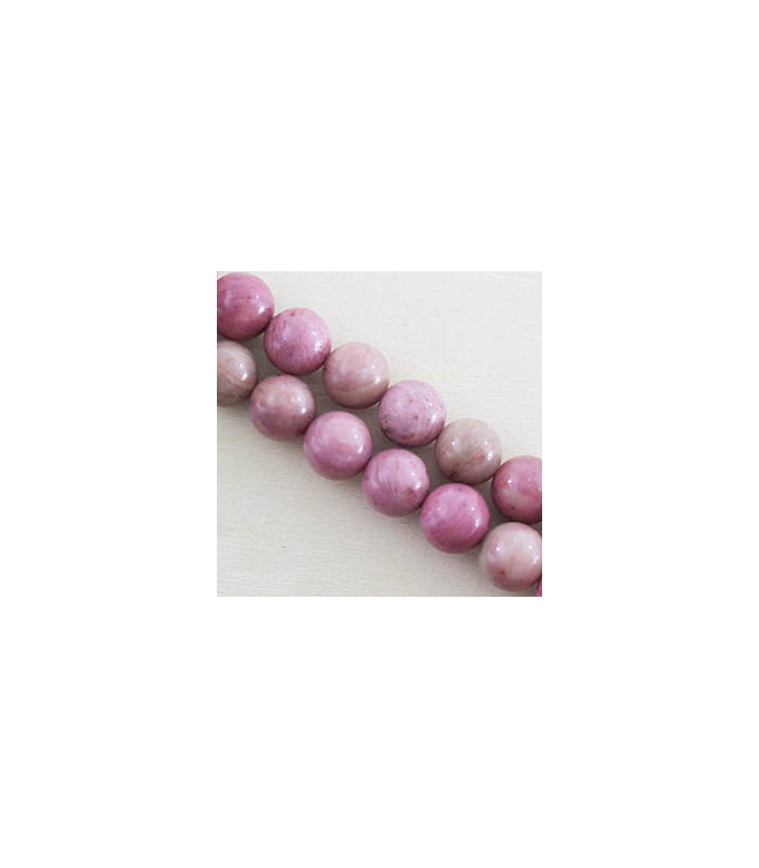 Perles rondes en Rhodonite - 10mm - Fil de 38cm - Pierre naturelle ou Gemme