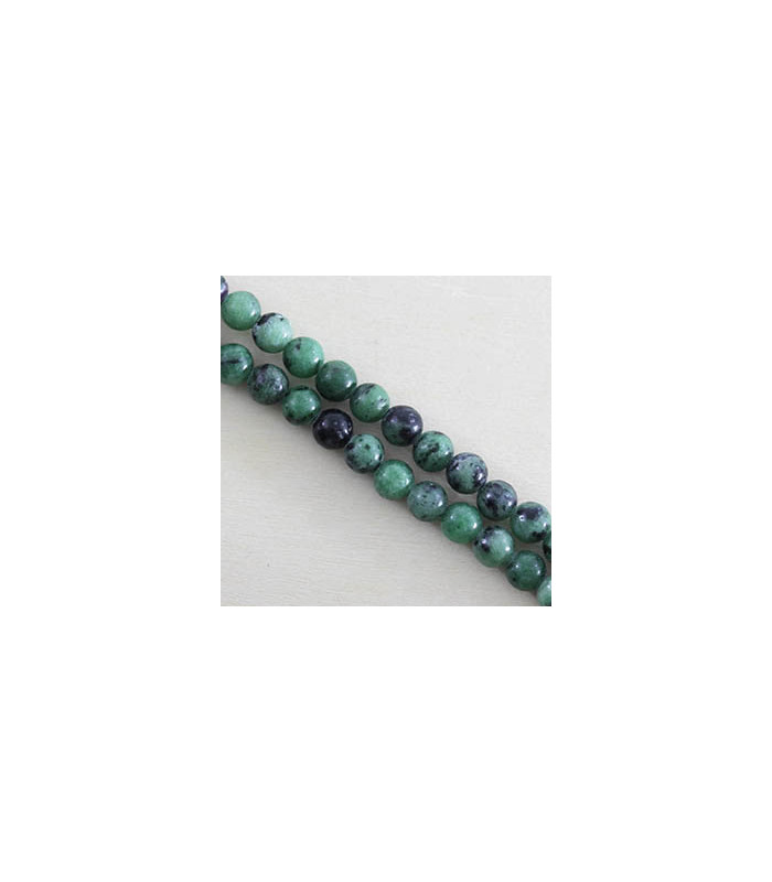 Fil de 38cm en Perles en pierre naturelle - Rubis Zoisite - 6mm