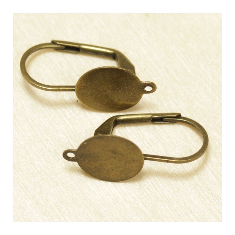Boucles d'oreilles Dormeuses avec Plateau 10mm - Bronze - La Paire