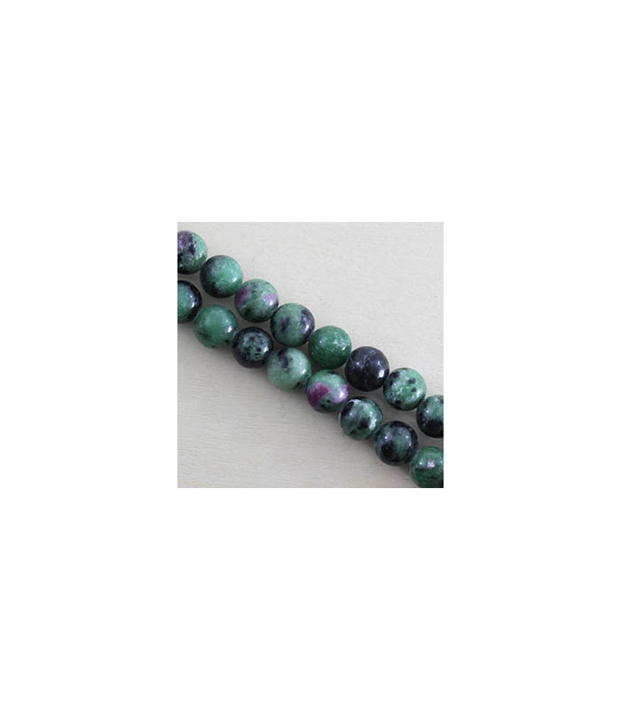 Fil de 38cm en Perles en pierre naturelle - Rubis Zoisite - 8mm