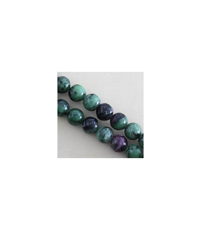 Fil de 38cm en Perles en pierre naturelle - Rubis Zoisite - 10mm