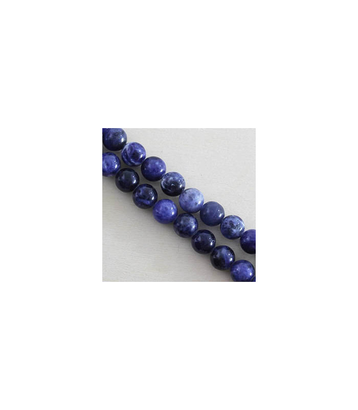 Perles rondes en Sodalite - 8mm - Fil de 38 cm - Pierre naturelle ou Gemme