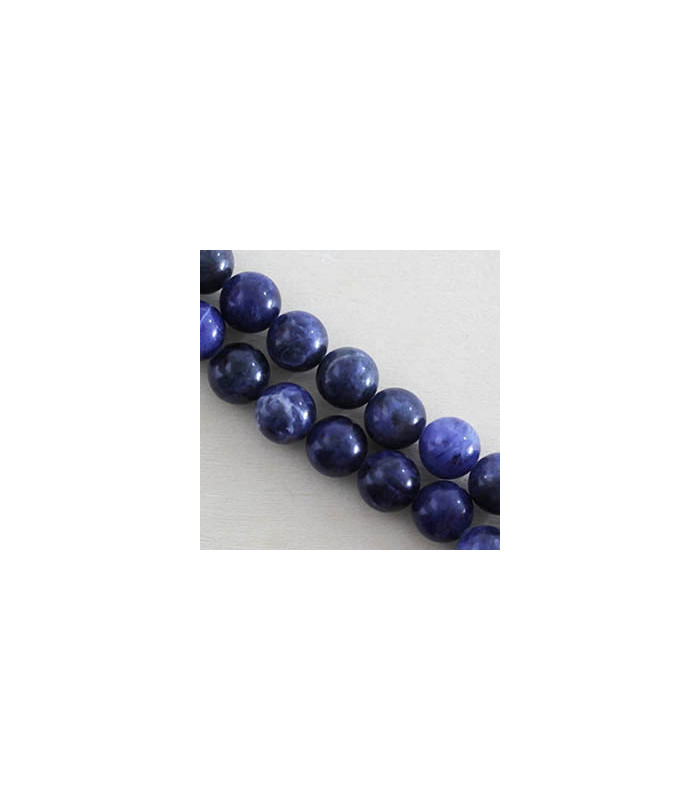 Perles rondes en Sodalite - 10mm - Fil de 38cm - Pierre naturelle ou Gemme