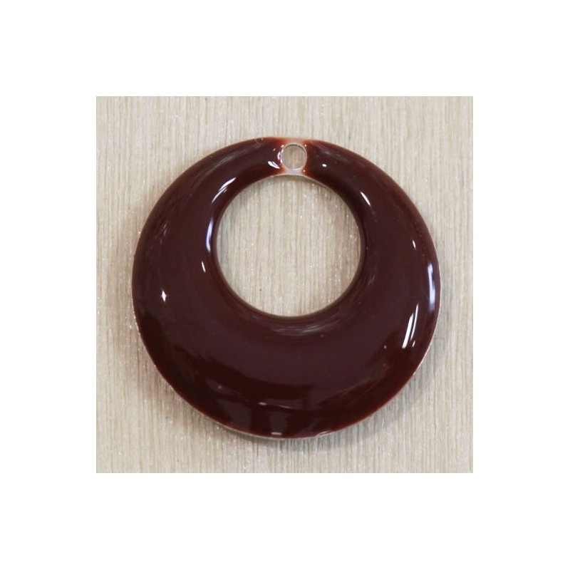 Sequin Emaillé en résine époxy donut's 18mm -Marron chocolat