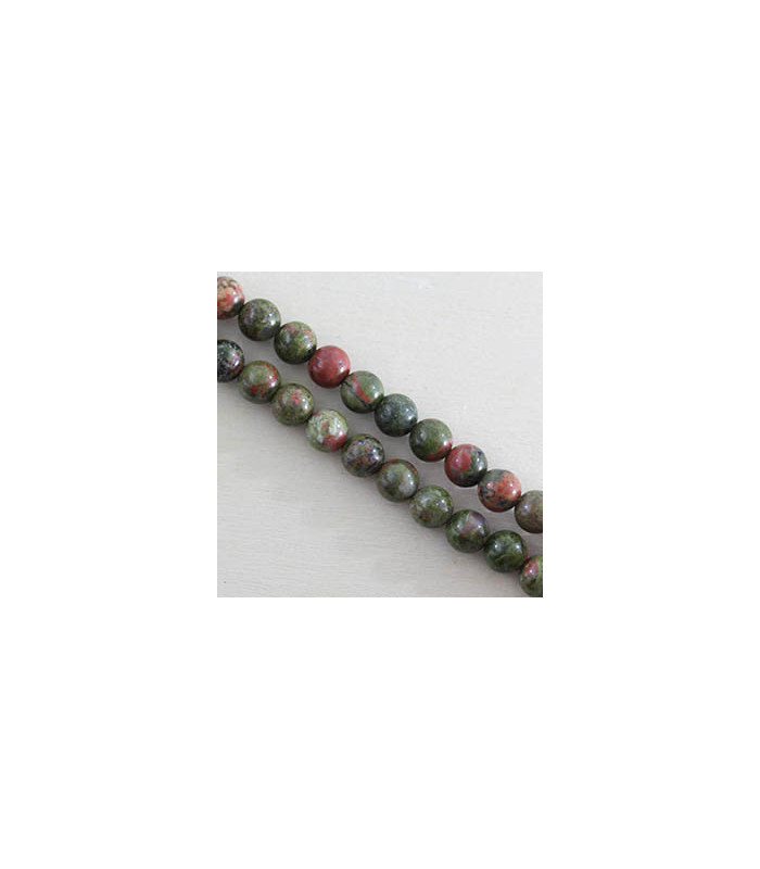 Fil de 38cm en Perles en pierre naturelle - Unakite - 6mm