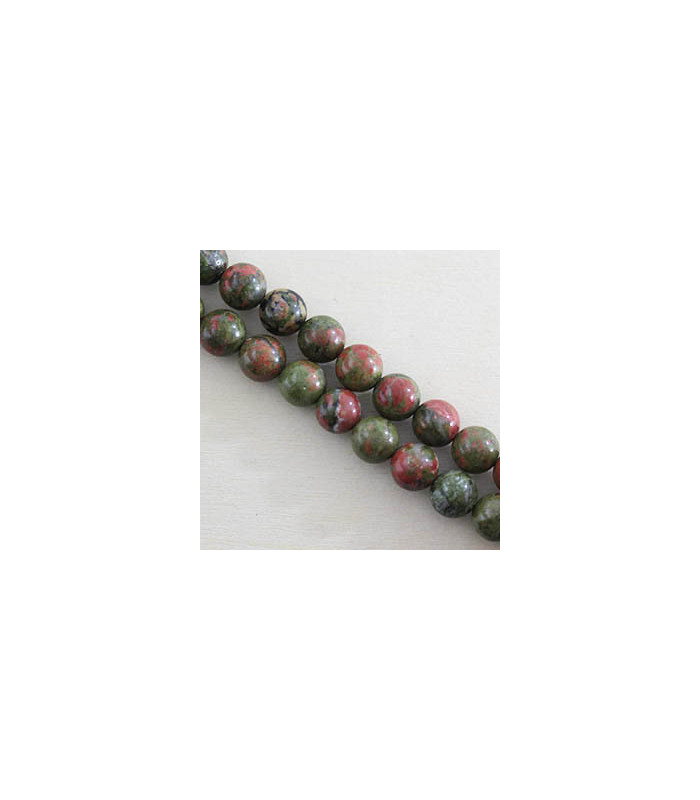Fil de 38cm en Perles en pierre naturelle - Unakite - 8mm