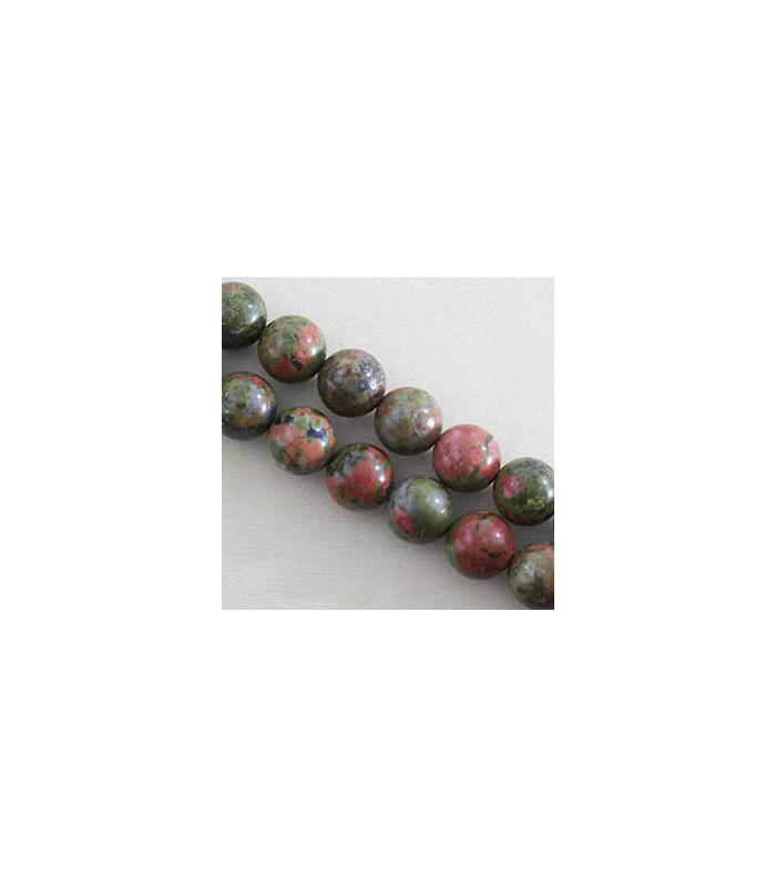 Fil de 38cm en Perles en pierre naturelle - Unakite - 10mm