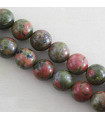 Fil de 38cm en Perles en pierre naturelle - Unakite - 10mm