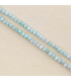 Perles Rondes à Facettes en Amazonite - 2,5x2mm - Fil de 38cm - Pierre naturelle ou Gemme