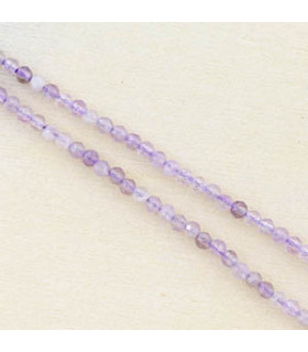 Perles Rondes à Facettes en Améthyste - 2,5x2mm - Fil de 38cm - Pierre naturelle ou Gemme