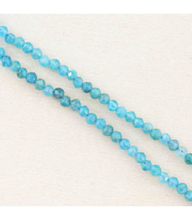 Perles Rondes à Facettes en Apatite - 2,5x2mm - Fil de 38cm - Pierre naturelle ou Gemme