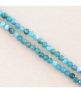 Perles Rondes à Facettes en Apatite - 3,5x3mm - Fil de 38cm - Pierre naturelle ou Gemme