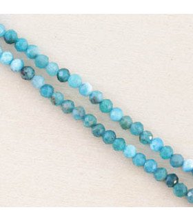 Perles Rondes à Facettes en Apatite - 3,5x3mm - Fil de 38cm - Pierre naturelle ou Gemme
