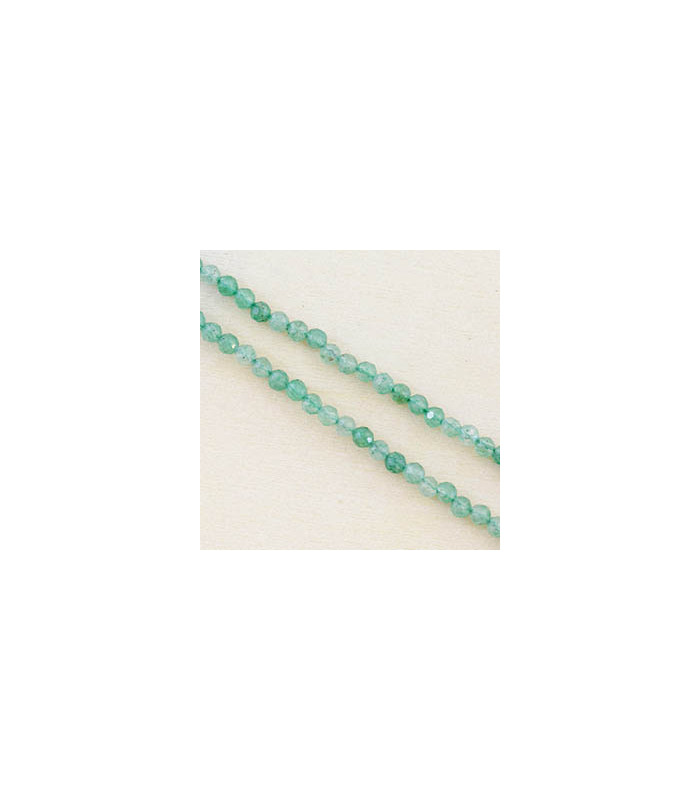 Perles Rondes à Facettes en Aventurine Verte - 3,5x3mm - Fil de 38cm - Pierre naturelle ou Gemme