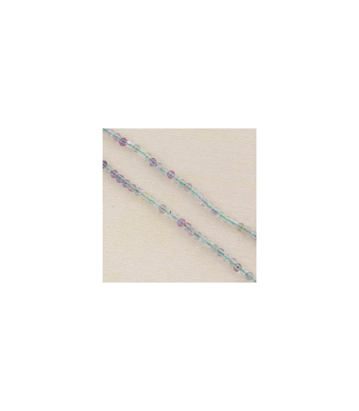 Perles Rondes à Facettes en Fluorite - 2,5x2mm - Fil de 38cm - Pierre naturelle ou Gemme