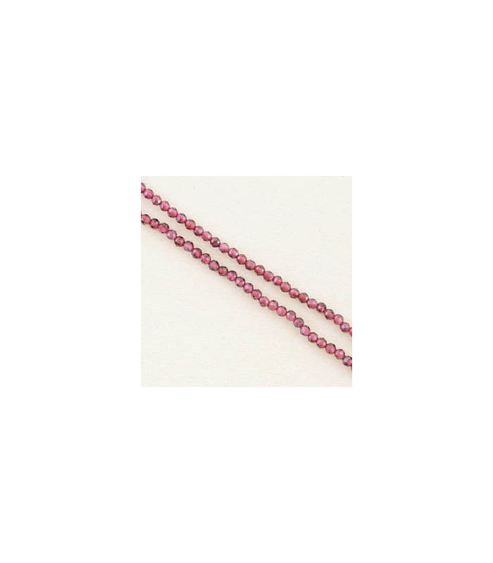 Perles Rondes à Facettes en Grenat - 2,5x2mm - Fil de 38cm - Pierre naturelle ou Gemme