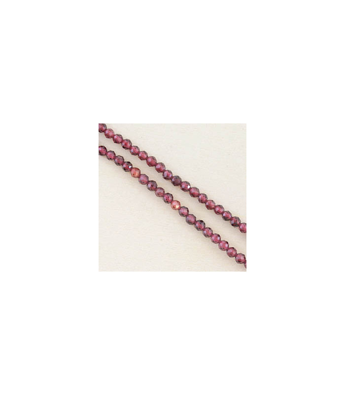 Perles Rondes à Facettes en Grenat - 3,5x3mm - Fil de 38cm - Pierre naturelle ou Gemme