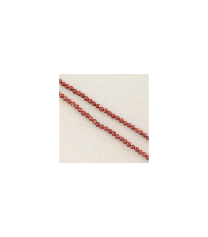 Fil de 38cm en Perles Rondes à Facettes en pierre naturelle - Jaspe Rouge - 2,5x2mm