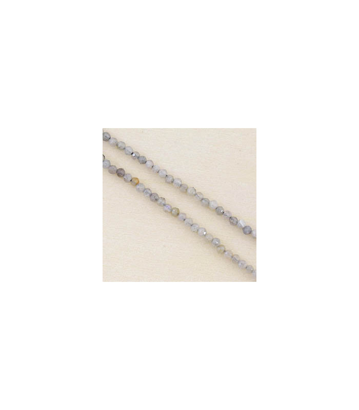 Fil de 38cm en Perles Rondes à Facettes en pierre naturelle - Labradorite - 2,5x2mm