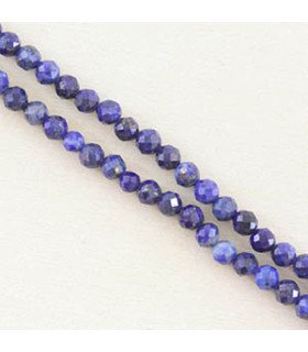 Fil de 38cm en Perles Rondes à Facettes en pierre naturelle - Lapis Lazuli - 3,5x3mm