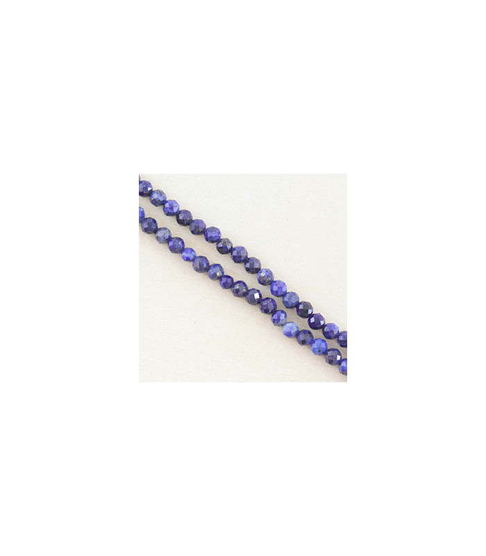 Perles Rondes à Facettes en Lapis Lazuli - 3,5x3mm - Fil de 38cm - Pierre naturelle ou Gemme