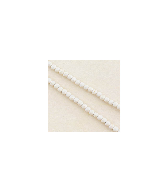 Fil de 38cm en Perles Rondes à Facettes en pierre naturelle - Magnésite - 3,5x3mm