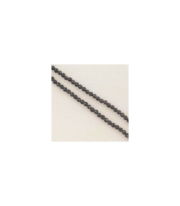 Fil de 38cm en Perles Rondes à Facettes en pierre naturelle - Obsidienne Noire - 2,5x2mm