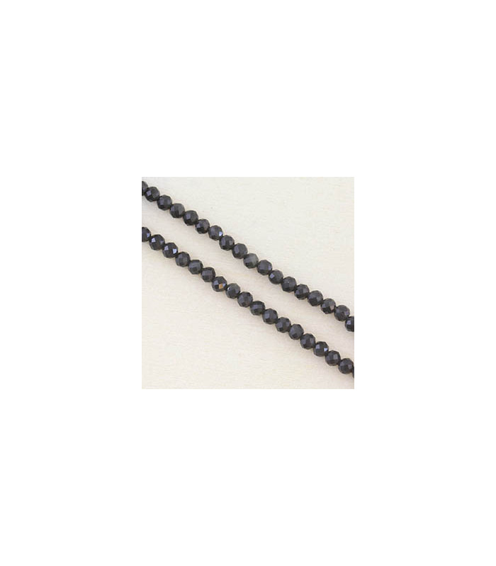 Fil de 38cm en Perles Rondes à Facettes en pierre naturelle - Obsidienne Noire - 3,5x3mm