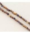 Fil de 38cm en Perles Rondes à Facettes en pierre naturelle - Oeil du Tigre - 3,5x3mm