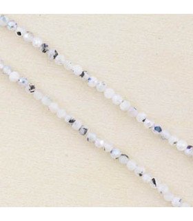 Fil de 38cm en Perles Rondes à Facettes en pierre naturelle - Pierre de Lune Blanche - 2,5x2mm
