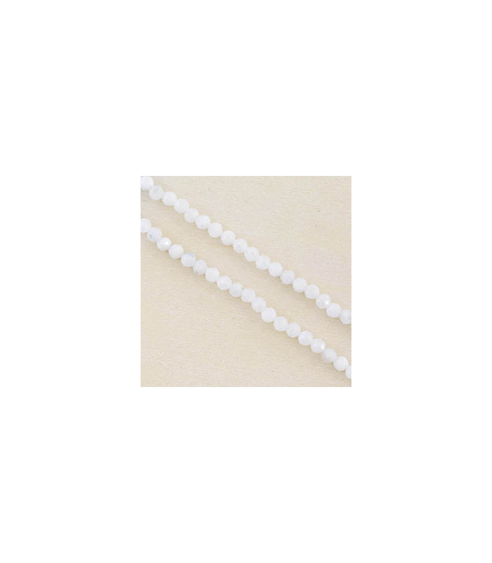 Fil de 38cm en Perles Rondes à Facettes en pierre naturelle - Pierre de Lune Blanche - 3,5x3mm